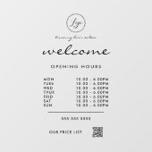 Autocollant Pour Fenêtre Heures d'ouverture Logo Code QR Transparent Bienve (Feuille)