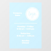 AUTOCOLLANT POUR FENÊTRE HEURES D'OUVERTURE LOGO D'AFFAIRES BLEU ET BLANC (Feuille)