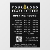 Autocollant Pour Fenêtre Heures d'ouverture Logo d'affaires Heures QR Code  (Feuille)