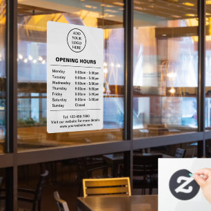 Autocollant Pour Fenêtre Heures d'ouverture Logo de l'entreprise ici