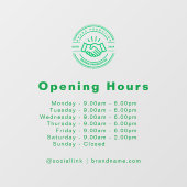 Autocollant Pour Fenêtre Heures d'ouverture Logo de l'entreprise Vert trans (Feuille)