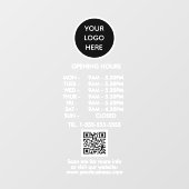 Autocollant Pour Fenêtre Heures d'ouverture Logo d'entreprise blanc Code QR (Feuille)