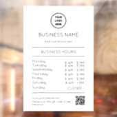 Autocollant Pour Fenêtre Heures d'ouverture Logo d'entreprise Heures d'ouve (Feuille 2)