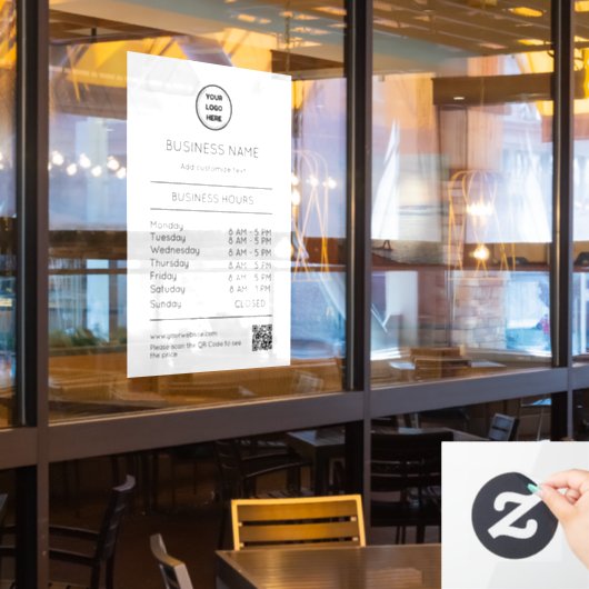 Autocollant Pour Fenêtre Heures d'ouverture Logo d'entreprise Heures d'ouve (Fenêtre du restaurant)