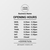 Autocollant Pour Fenêtre Heures d'ouverture | Logo d'entreprise Horaires d' (Feuille)