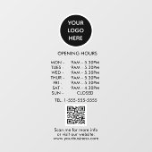 Autocollant Pour Fenêtre Heures d'ouverture Logo d'entreprise noire Code QR (Feuille)