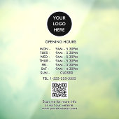 Autocollant Pour Fenêtre Heures d'ouverture Logo d'entreprise noire Code QR (Feuille 3)