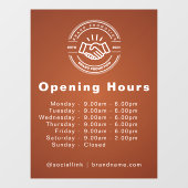 Autocollant Pour Fenêtre Heures d'Ouverture Logo des Heures d'Ouverture de (Feuille)