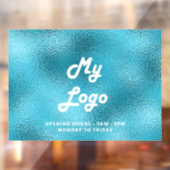 Autocollant Pour Fenêtre Heures d'ouverture logo entreprise bleu (Feuille 2)