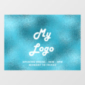 Autocollant Pour Fenêtre Heures d'ouverture logo entreprise bleu (Feuille)