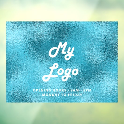 Autocollant Pour Fenêtre Heures d'ouverture logo entreprise bleu (Feuille 3)