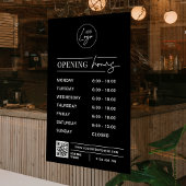 Autocollant Pour Fenêtre Heures d'ouverture Logo Entreprise Code QR Moderne