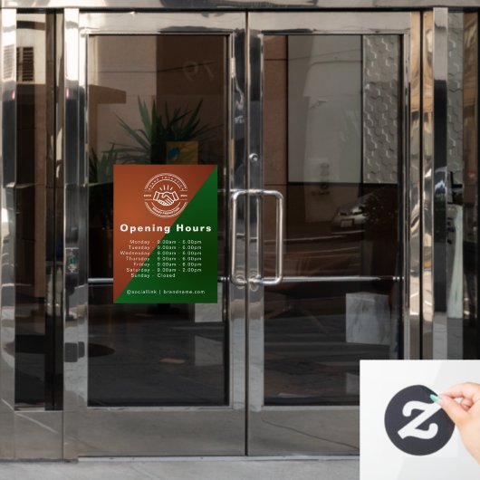 Autocollant Pour Fenêtre Heures d'Ouverture | Logo Entreprise Horaires d'Ou (Porte de bureau)