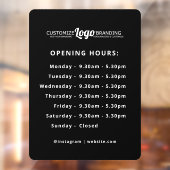 Autocollant Pour Fenêtre Heures d'ouverture Logo Entreprise Noir (Feuille 2)