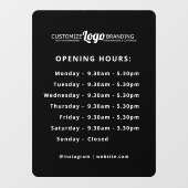 Autocollant Pour Fenêtre Heures d'ouverture Logo Entreprise Noir (Feuille)