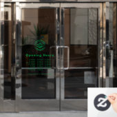 Autocollant Pour Fenêtre Heures d'ouverture Logo Entreprise Vert Transparen (Porte de bureau)