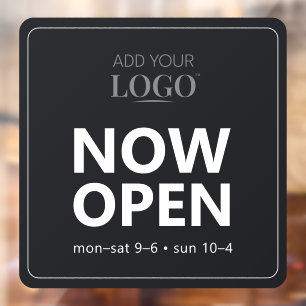 Autocollant Pour Fenêtre Heures d'ouverture Logo Moderne Façade de magasin 