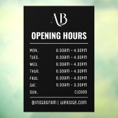 Autocollant Pour Fenêtre Heures d'ouverture Logo Monogramme (Feuille 3)