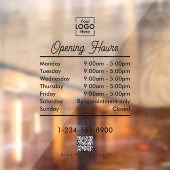 Autocollant Pour Fenêtre Heures d'ouverture Logo Noir Écriture Simple (Feuille 2)