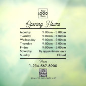 Autocollant Pour Fenêtre Heures d'ouverture Logo Noir Écriture Simple (Feuille 3)
