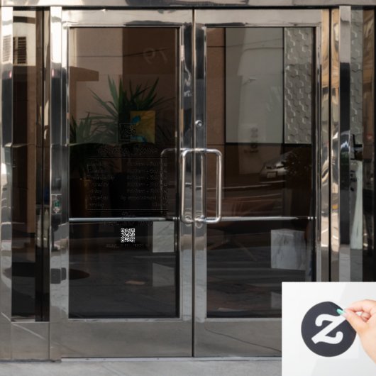 Autocollant Pour Fenêtre Heures d'ouverture Logo Noir Écriture Simple (Porte de bureau)