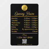 Autocollant Pour Fenêtre Heures d'ouverture Logo Noir Or Script (Feuille)