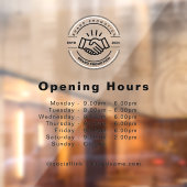 Autocollant Pour Fenêtre Heures d'ouverture Logo Open Times Business Heures (Feuille 2)