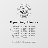 Autocollant Pour Fenêtre Heures d'ouverture Logo Open Times Business Heures (Feuille)