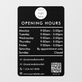 Autocollant Pour Fenêtre Heures d'ouverture Logo QR Code Noir (Feuille)