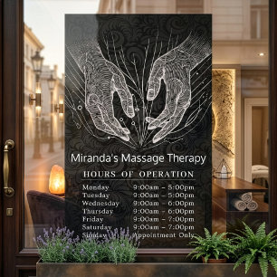 Autocollant Pour Fenêtre Heures d'ouverture Massage Thérapie Mains guérisse