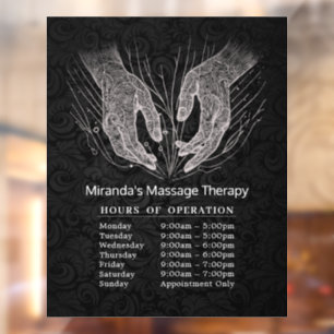 Autocollant Pour Fenêtre Heures d'ouverture Massage Thérapie Mains guérisse