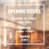 Autocollant Pour Fenêtre Heures d'ouverture minimales Clôture de fenêtre bl (Feuille 2)