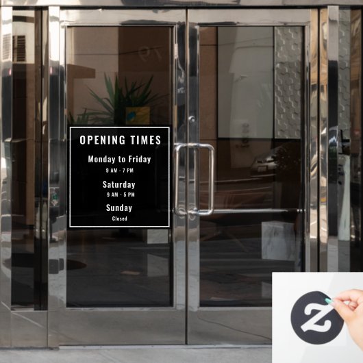 Autocollant Pour Fenêtre Heures d'ouverture minimales Noir (Porte de bureau)