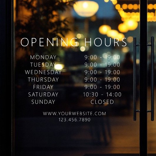 Autocollant Pour Fenêtre Heures d'ouverture minimaliste de l'entreprise mod