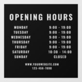 Autocollant Pour Fenêtre Heures d'ouverture minimaliste des affaires modern (Feuille)