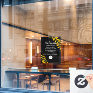 Autocollant Pour Fenêtre Heures d'ouverture minimalistes