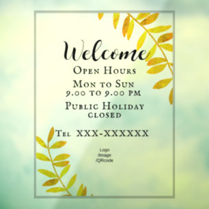 Autocollant Pour Fenêtre Heures d'ouverture minimalistes