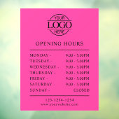 Autocollant Pour Fenêtre Heures d'ouverture minimes et roses (Feuille 3)