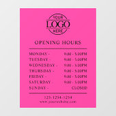 Autocollant Pour Fenêtre Heures d'ouverture minimes et roses (Feuille)