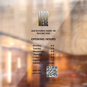 Autocollant Pour Fenêtre Heures d'ouverture modernes avec logo d'entreprise
