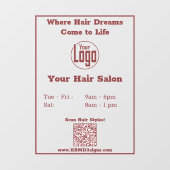 Autocollant Pour Fenêtre Heures d'ouverture modernes Code QR Salon (Feuille)