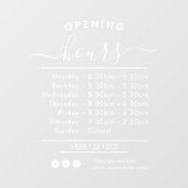 Autocollant Pour Fenêtre Heures d'Ouverture Modernes Écriture Élégante Peti (Feuille)