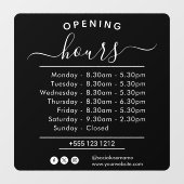 Autocollant Pour Fenêtre Heures d'Ouverture Modernes Écriture Élégante Peti (Feuille)