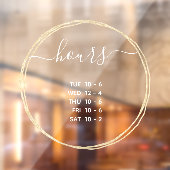 Autocollant Pour Fenêtre Heures d'ouverture modernes Elégant Cercle Or (Feuille 2)