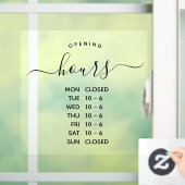 Autocollant Pour Fenêtre Heures d'ouverture modernes Élégant Script Petite  (Maison)