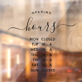 Autocollant Pour Fenêtre Heures d'ouverture modernes Élégant Script Petite  (Feuille 2)