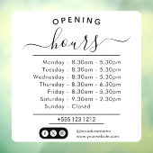 Autocollant Pour Fenêtre Heures d'ouverture modernes Élégant Script Petite  (Feuille 3)