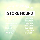 Autocollant Pour Fenêtre Heures d'ouverture modernes Élégant Script Petite (Feuille 3)