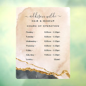 Autocollant Pour Fenêtre Heures d'ouverture Or Noir Rose Aquarelle Script (Feuille 3)