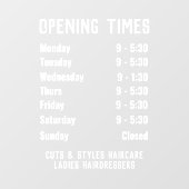 Autocollant Pour Fenêtre Heures d'ouverture ou d'ouverture du magasin (Feuille)